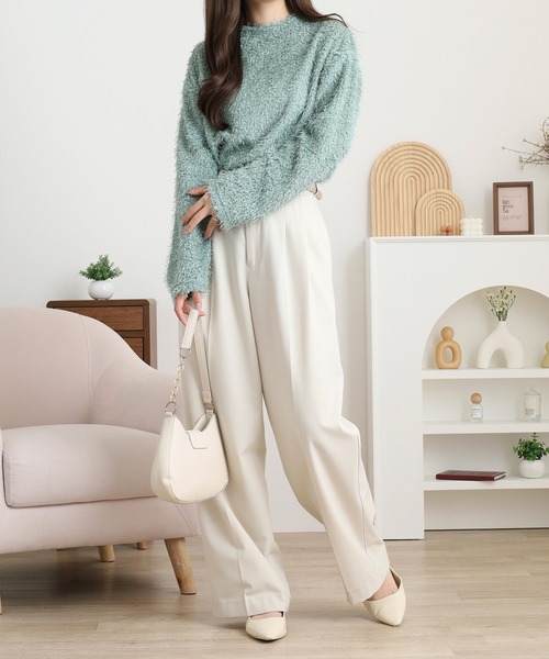 EGLANTINE(エグランティーヌ)の「EGLANTINE シャギーカットソートップス(Tシャツ/カットソー・レディース・ベージュ/エメラルド/ブラック/シルバーグレー・38)」の17枚目の写真
