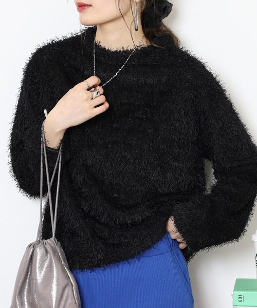 EGLANTINE(エグランティーヌ)の「EGLANTINE シャギーカットソートップス(Tシャツ/カットソー・レディース・ベージュ/エメラルド/ブラック/シルバーグレー・38)」の5枚目の写真