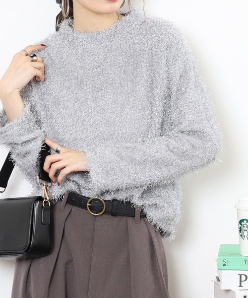 EGLANTINE(エグランティーヌ)の「EGLANTINE シャギーカットソートップス(Tシャツ/カットソー・レディース・ベージュ/エメラルド/ブラック/シルバーグレー・38)」の9枚目の写真