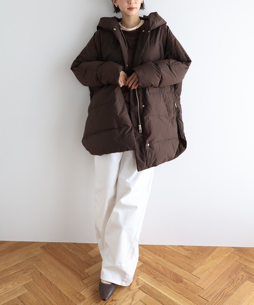 セール】ドルマンサイドジップダウンジャケット（ダウンジャケット