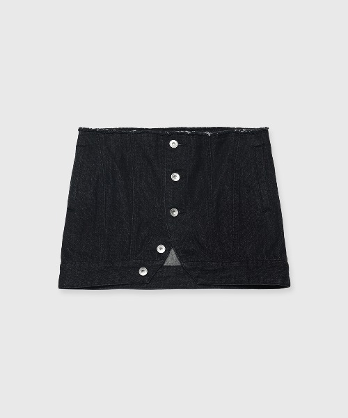 JOSE MOON ジョゼムーン　今期　デニムスカート　ブラック　38 DENIM LAP SKIRT/デニムラップスカート（デニムスカート）｜JOSE