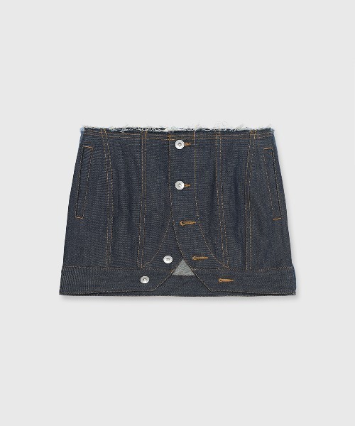 JOSE MOON ジョゼムーン　今期　デニムスカート　ブラック　38 DENIM LAP SKIRT/デニムラップスカート（デニムスカート）｜JOSE
