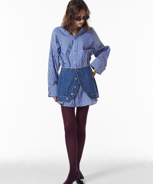 【セリーヌ】マカダムデニム膝丈巻きスカート⭐︎ボルドー36フランス製 DENIM LAP SKIRT/デニムラップスカート（デニムスカート）｜JOSE