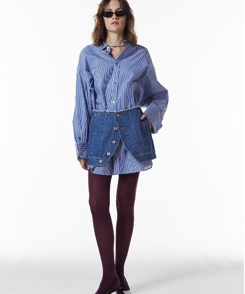 JOSE MOON ジョゼムーン　今期　デニムスカート　ブラック　38 DENIM LAP SKIRT/デニムラップスカート（デニムスカート）｜JOSE