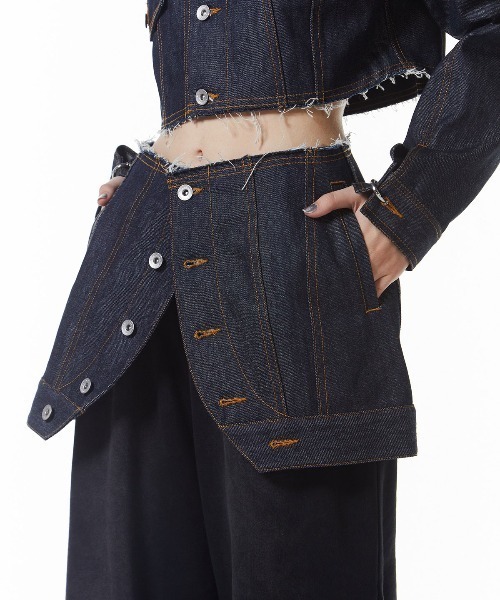 JOSE MOON ジョゼムーン　今期　デニムスカート　ブラック　38 DENIM LAP SKIRT/デニムラップスカート（デニムスカート）｜JOSE