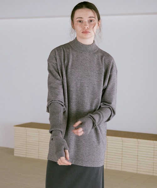 K2732 アームウォーマー付きシルキーニットプルオーバー（ニット