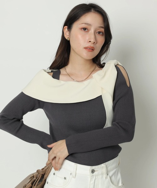 新品タグ付アプワイザーリッシェ☆2wayオフショルニット Apuweiser-riche - 【新品未使用】アプワイザーリッシュ 前後2way