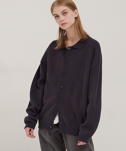 EMMA CLOTHES(エマクローズ)の「ミラノリブ コンフォートニットシャツカーディガン(カーディガン/ボレロ・メンズ・ダークブラウン/ブラック/ベージュ/ライトグレー/ダークネイビー・L/S/M)」の5枚目の写真