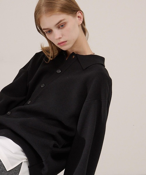 EMMA CLOTHES(エマクローズ)の「ミラノリブ コンフォートニットシャツカーディガン(カーディガン/ボレロ・メンズ・ダークブラウン/ブラック/ベージュ/ライトグレー/ダークネイビー・L/S/M)」の8枚目の写真