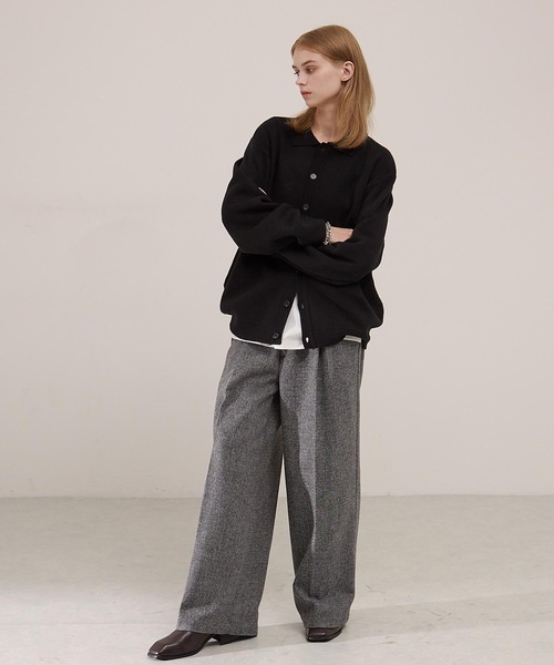 EMMA CLOTHES(エマクローズ)の「ミラノリブ コンフォートニットシャツカーディガン(カーディガン/ボレロ・メンズ・ダークブラウン/ブラック/ベージュ/ライトグレー/ダークネイビー・L/S/M)」の9枚目の写真