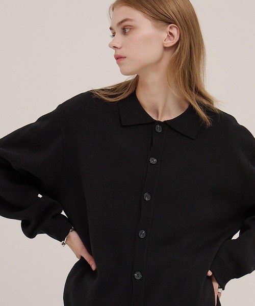 EMMA CLOTHES(エマクローズ)の「ミラノリブ コンフォートニットシャツカーディガン(カーディガン/ボレロ・メンズ・ダークブラウン/ブラック/ベージュ/ライトグレー/ダークネイビー・L/S/M)」の11枚目の写真