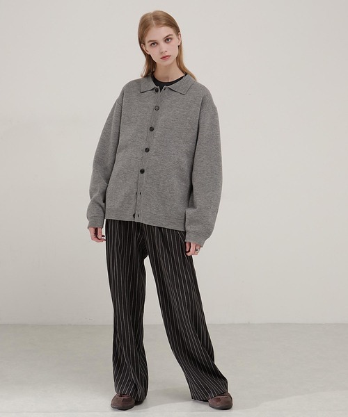 EMMA CLOTHES(エマクローズ)の「ミラノリブ コンフォートニットシャツカーディガン(カーディガン/ボレロ・メンズ・ダークブラウン/ブラック/ベージュ/ライトグレー/ダークネイビー・L/S/M)」の15枚目の写真