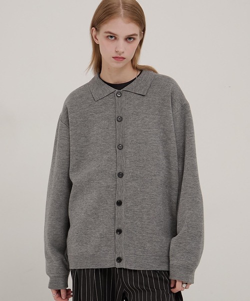 EMMA CLOTHES(エマクローズ)の「ミラノリブ コンフォートニットシャツカーディガン(カーディガン/ボレロ・メンズ・ダークブラウン/ブラック/ベージュ/ライトグレー/ダークネイビー・L/S/M)」の16枚目の写真