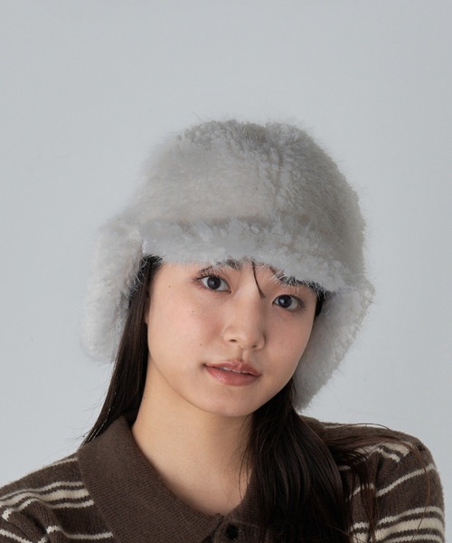 RAY CASSIN(レイカズン)の「フライトボアキャップ(キャップ・レディース・グレー/ブラック/ホワイト・FREE)」の2枚目の写真