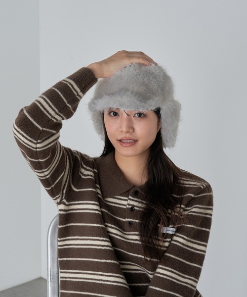 RAY CASSIN(レイカズン)の「フライトボアキャップ(キャップ・レディース・グレー/ブラック/ホワイト・FREE)」の17枚目の写真