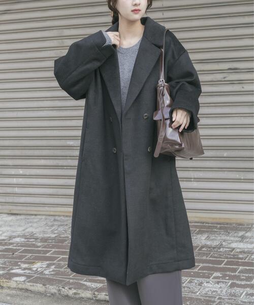 ITEMS URBANRESEARCH（アイテムズ アーバンリサーチ）の「ウールブレンドビッグコート（その他アウター・レディース・ブラック/ブラウン/チェック・FREE）」の4枚目の写真