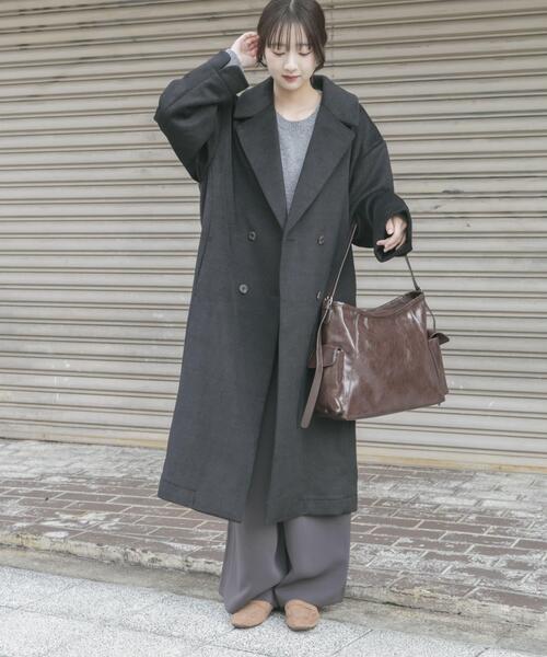 ITEMS URBANRESEARCH（アイテムズ アーバンリサーチ）の「ウールブレンドビッグコート（その他アウター・レディース・ブラック/ブラウン/チェック・FREE）」の5枚目の写真