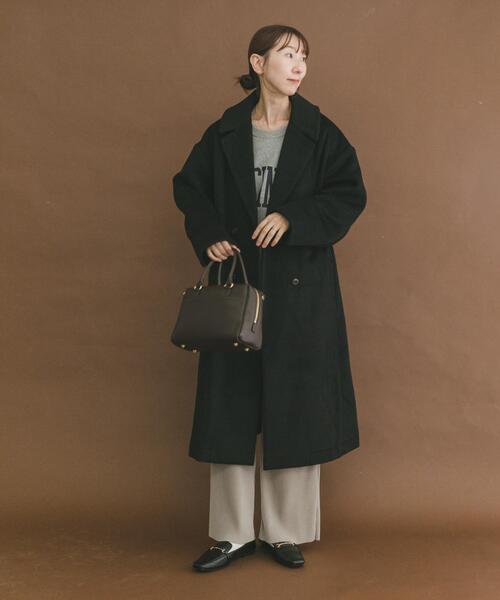 ITEMS URBANRESEARCH（アイテムズ アーバンリサーチ）の「ウールブレンドビッグコート（その他アウター・レディース・ブラック/ブラウン/チェック・FREE）」の9枚目の写真