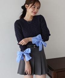 ニット/セーター（ブルー・ネイビー/青色系・リボン