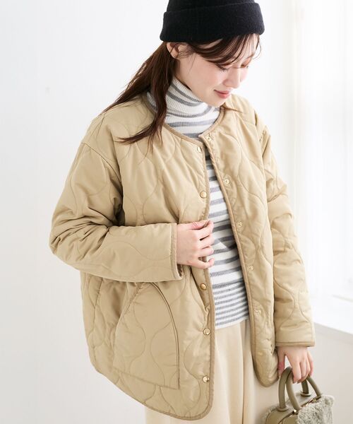 le.coeur blanc(ルクールブラン)の「《WEB・一部店舗限定》AL リバーシブルキルティングブルゾン(ブルゾン・レディース・ブラウン/ベージュ/ブラック・38)」の3枚目の写真