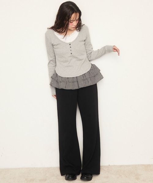 Nadana（ナダナ）の「チェック柄フリルレイヤードPT（スウェットパンツ・レディース・グレー/ブラック・SMALL/MEDIUM）」の14枚目の写真