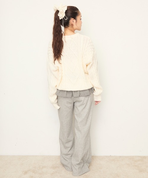 Nadana（ナダナ）の「チェック柄フリルレイヤードPT（スウェットパンツ・レディース・グレー/ブラック・SMALL/MEDIUM）」の5枚目の写真