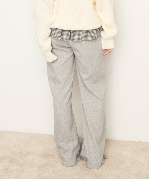Nadana（ナダナ）の「チェック柄フリルレイヤードPT（スウェットパンツ・レディース・グレー/ブラック・SMALL/MEDIUM）」の6枚目の写真