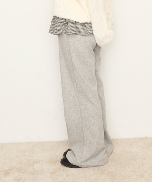 Nadana（ナダナ）の「チェック柄フリルレイヤードPT（スウェットパンツ・レディース・グレー/ブラック・SMALL/MEDIUM）」の7枚目の写真