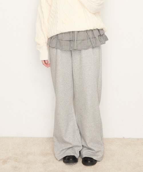 Nadana（ナダナ）の「チェック柄フリルレイヤードPT（スウェットパンツ・レディース・グレー/ブラック・SMALL/MEDIUM）」の9枚目の写真