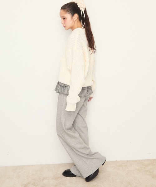 Nadana（ナダナ）の「チェック柄フリルレイヤードPT（スウェットパンツ・レディース・グレー/ブラック・SMALL/MEDIUM）」の3枚目の写真