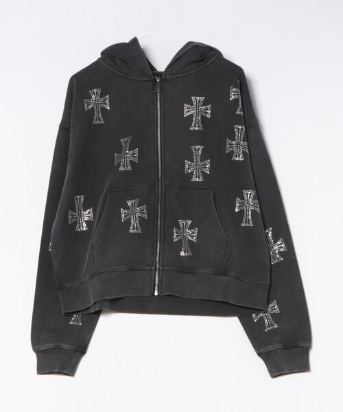 UNKNOWN LONDON（アンノウン・ロンドン）の「UNKNOWNLONDON/アンノウンロンドン/Outline Rhinestone Hoodie（パーカー・メンズ・レッド/ブラック/ベージュ・M/L/XL）」の5枚目の写真
