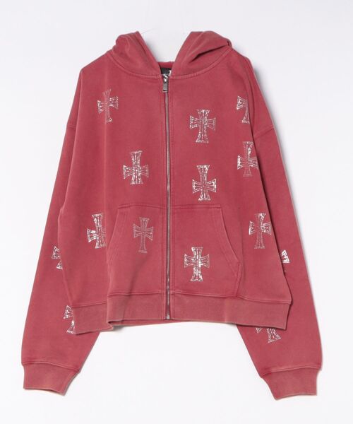 UNKNOWN LONDON（アンノウン・ロンドン）の「UNKNOWNLONDON/アンノウンロンドン/Outline Rhinestone Hoodie（パーカー・メンズ・レッド/ブラック/ベージュ・M/L/XL）」の6枚目の写真