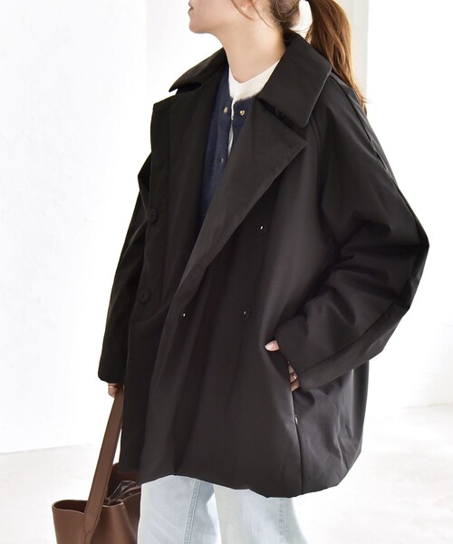 quaranciel:〈撥水加工〉中綿 テーラード ミドル Wボタン ジャケット