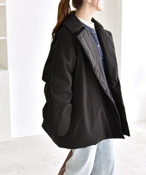 quaranciel:〈撥水加工〉中綿 テーラード ミドル Wボタン ジャケット