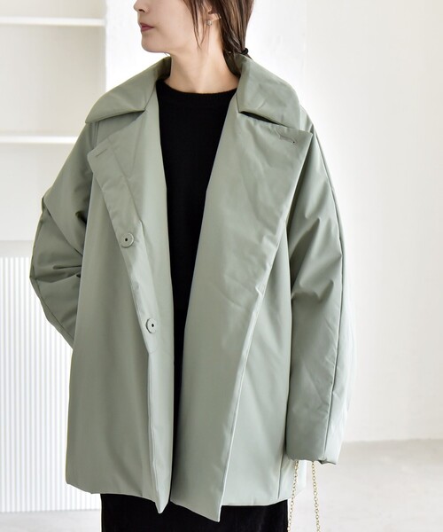 quaranciel:〈撥水加工〉中綿 テーラード ミドル Wボタン ジャケット