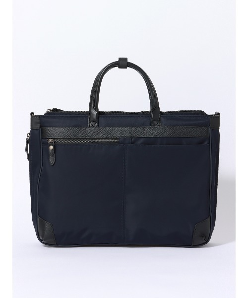 SUIT SQUARE(スーツスクエア)の「2WAYブリーフケース ナイロン×レザー(ビジネスバッグ・メンズ・ブラック/ネイビー・F)」の1枚目の写真