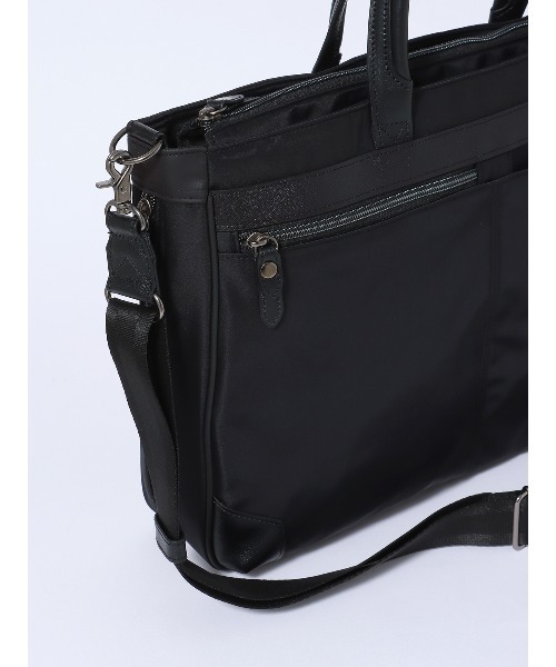 SUIT SQUARE(スーツスクエア)の「2WAYブリーフケース ナイロン×レザー(ビジネスバッグ・メンズ・ブラック/ネイビー・F)」の5枚目の写真