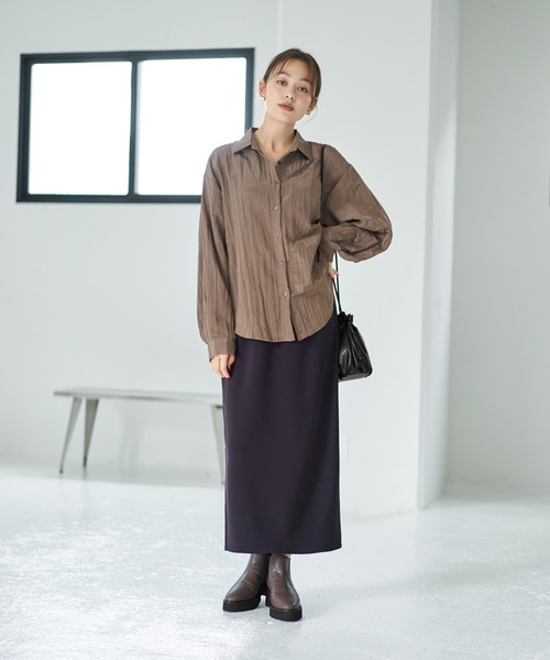 STYLE DELI(スタイルデリ)の「シワ加工グロッシーシャツ(シャツ/ブラウス・レディース・ホワイト系/ブラウン/ライトカーキ・FREE)」の13枚目の写真