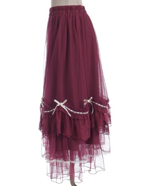 axes femme（アクシーズファム）の「ホイップフリルチュールＳＫ（スカート・レディース・ワイン/ホワイト・FREE）」の22枚目の写真