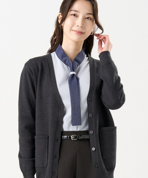 TOKYO SHIRTS（トウキョウシャツ）の「もちもち Vネック ミドル カーディガン（カーディガン/ボレロ・レディース・ネイビー/チャコール/ブラック・L/LL/M）」の2枚目の写真