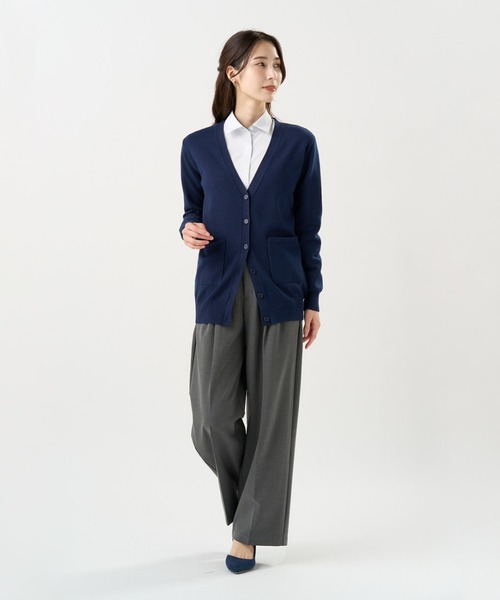 TOKYO SHIRTS（トウキョウシャツ）の「もちもち Vネック ミドル カーディガン（カーディガン/ボレロ・レディース・ネイビー/チャコール/ブラック・L/LL/M）」の16枚目の写真