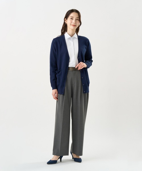 TOKYO SHIRTS（トウキョウシャツ）の「もちもち Vネック ミドル カーディガン（カーディガン/ボレロ・レディース・ネイビー/チャコール/ブラック・L/LL/M）」の17枚目の写真