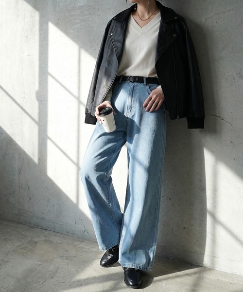 SELECT LEVERY(セレクトリベリー)の「リサイクルデニムワイドパンツ(デニムパンツ・レディース・ブルー/ブラック/グレー/ネイビー・X-LARGE/LARGE/MEDIUM/SMALL)」の4枚目の写真