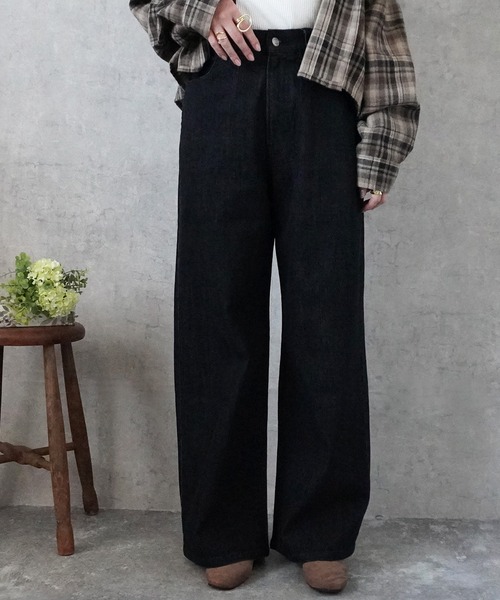 SELECT LEVERY(セレクトリベリー)の「リサイクルデニムワイドパンツ(デニムパンツ・レディース・ブルー/ブラック/グレー/ネイビー・X-LARGE/LARGE/MEDIUM/SMALL)」の1枚目の写真