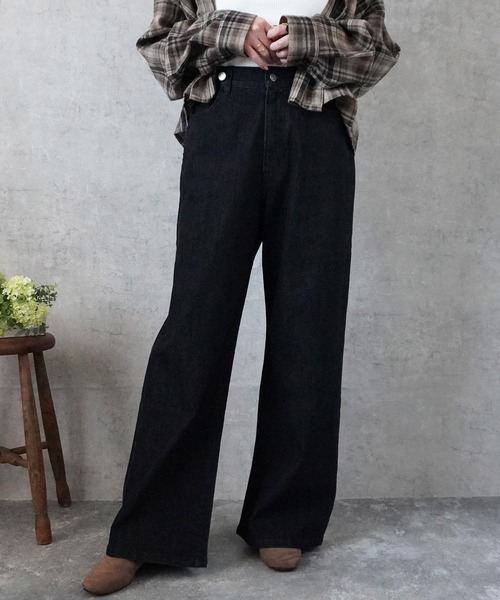 SELECT LEVERY(セレクトリベリー)の「リサイクルデニムワイドパンツ(デニムパンツ・レディース・ブルー/ブラック/グレー/ネイビー・X-LARGE/LARGE/MEDIUM/SMALL)」の14枚目の写真