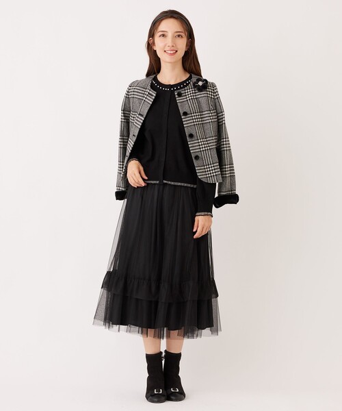 TO BE CHIC（トゥー ビー シック）の「チュールヘムボーダー フレアスカート（スカート・レディース・ブラック/ベージュ系その他4/チャコールグレー・40/42）」の7枚目の写真