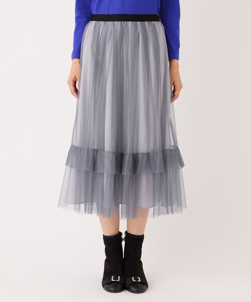 TO BE CHIC（トゥー ビー シック）の「チュールヘムボーダー フレアスカート（スカート・レディース・ブラック/ベージュ系その他4/チャコールグレー・40/42）」の17枚目の写真