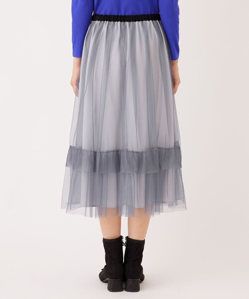 TO BE CHIC（トゥー ビー シック）の「チュールヘムボーダー フレアスカート（スカート・レディース・ブラック/ベージュ系その他4/チャコールグレー・40/42）」の15枚目の写真