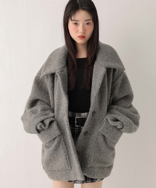 Heather（ヘザー）の「ボアシャギーミドルジャケット　611464（その他アウター・レディース・グレー/ベージュ・FREE）」の3枚目の写真