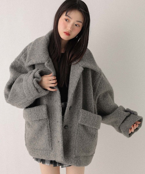 Heather（ヘザー）の「ボアシャギーミドルジャケット　611464（その他アウター・レディース・グレー/ベージュ・FREE）」の4枚目の写真